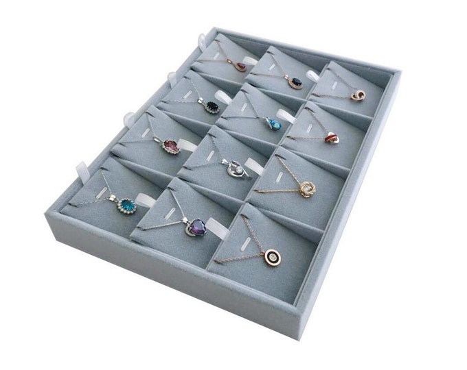 Medium Size Necklace Organize Show Tray Store Trade Trunk Show Counter Display Safe Keep Home Use Stackable Removable Inserts 12 Slots