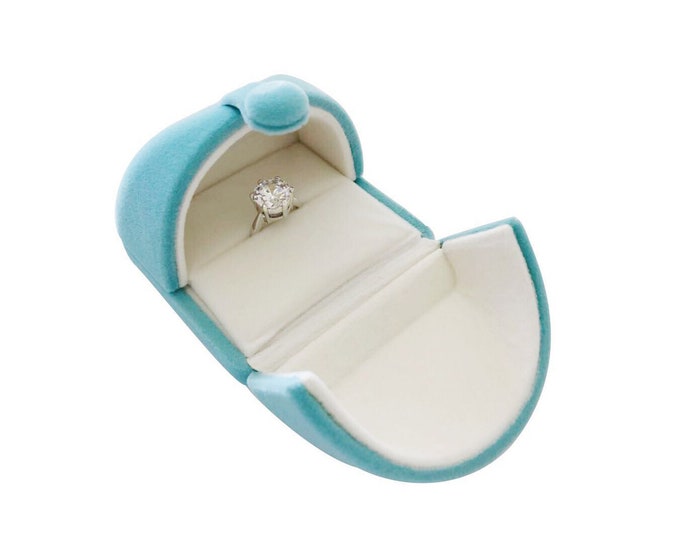 Beautiful Luxurious Aqua Velvet Ring Box Present Case Premium Grade Engagement Ring Wedding Proposal Anniversary Jewelry Packaging