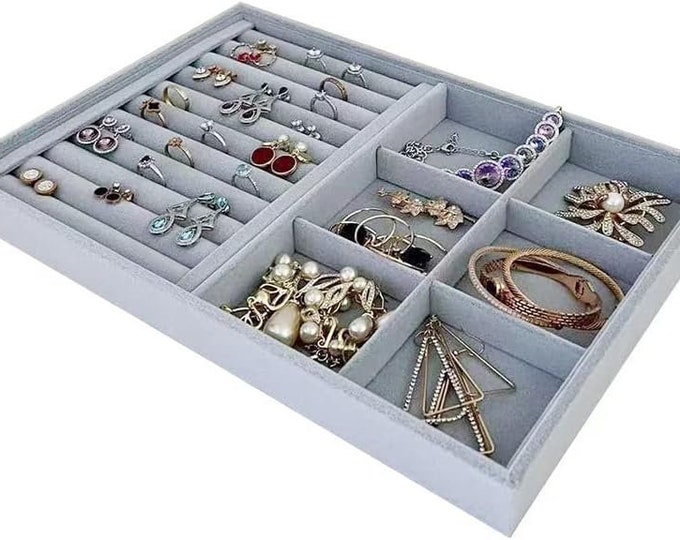 Large Size Lovely Jewelry Collection Organizer Tray Rings Rearrangeable Grids Inserts Practical Stackable Premium Quality