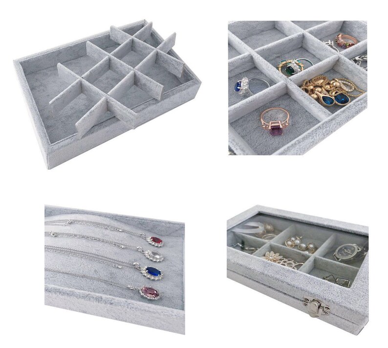 Jewelry Organizer Trays Drawer Dividers Handmade Velvet Etsy
