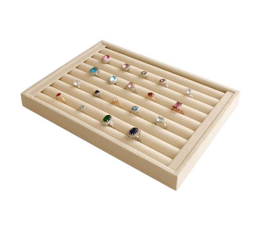 Medium Size Ring Display Tray Organizer Home Store Gallery Trade Show Exhibit Beautiful Beige ...