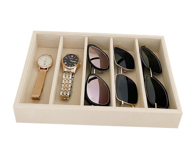 Premium Quality Velvet Suglass Jewelery Watch Accessory Tray Drawer Divider Storage Organizer Stackable Multi Function