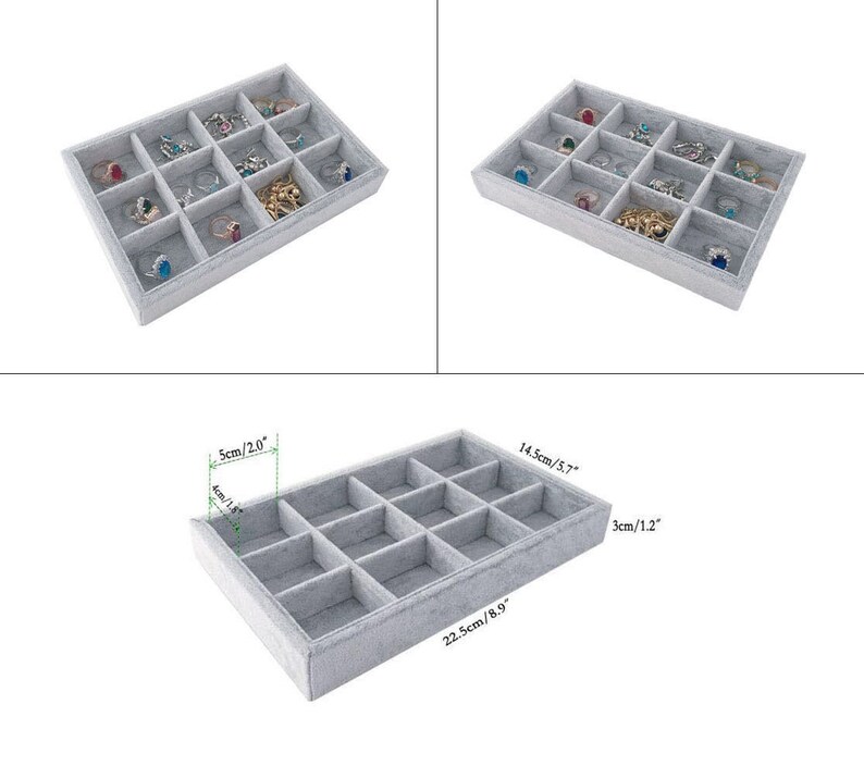 Jewelry Organizer Trays Drawer Dividers Handmade Velvet Etsy