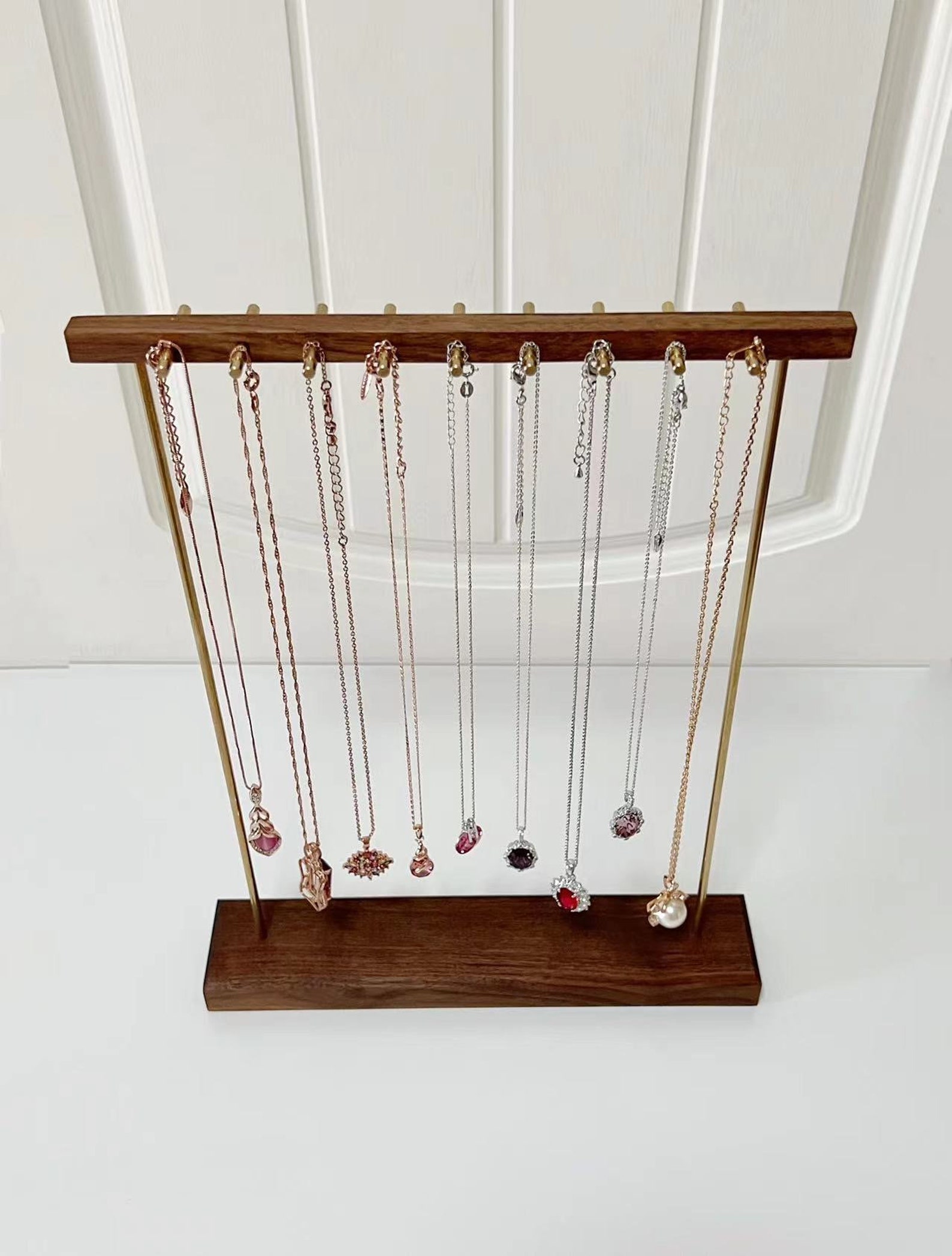 Small Necklace Organizer Stand Solid Natural Walnut Wood and Etsy