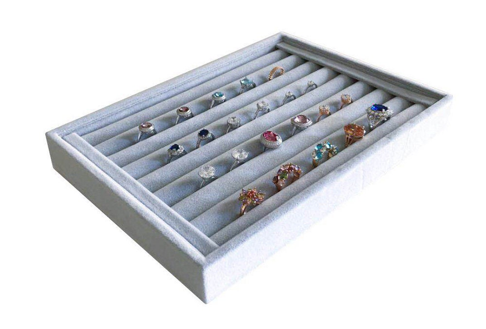 Medium Light Grey Ring Tray Holder Premium Grade Velvet Etsy