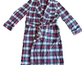 Vintage Pendleton Robe Men's Large 100% Virgin Wool Plaid USA Shawl Collar Belt Red Green
