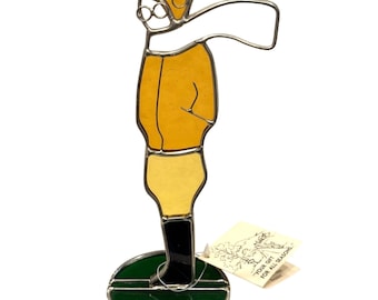 D.A. Glassco Stained Glass Aviator Pilot Figurine Sun Catcher Vermont Handcrafted