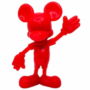 Vintage 1970&#39;s Louis Marx Walt Disney Hard Plastic MICKEY MOUSE Toy Figure Red
