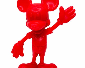 Vintage 1970's Louis Marx Walt Disney Hard Plastic MICKEY MOUSE Toy Figure Red