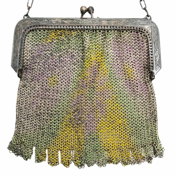 Antique Vintage WHITING & DAVIS Dresden Mesh Bag … - image 1