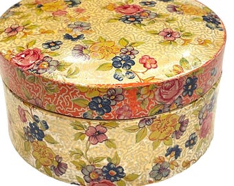 Vintage Japan Paper Mache Coaster Set w/ Box Floral Cottage Shabby Granny