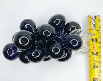 Vintage Glass Grapes Purple Cluster Glass Leaves Retro Mid Century MCM Italy
