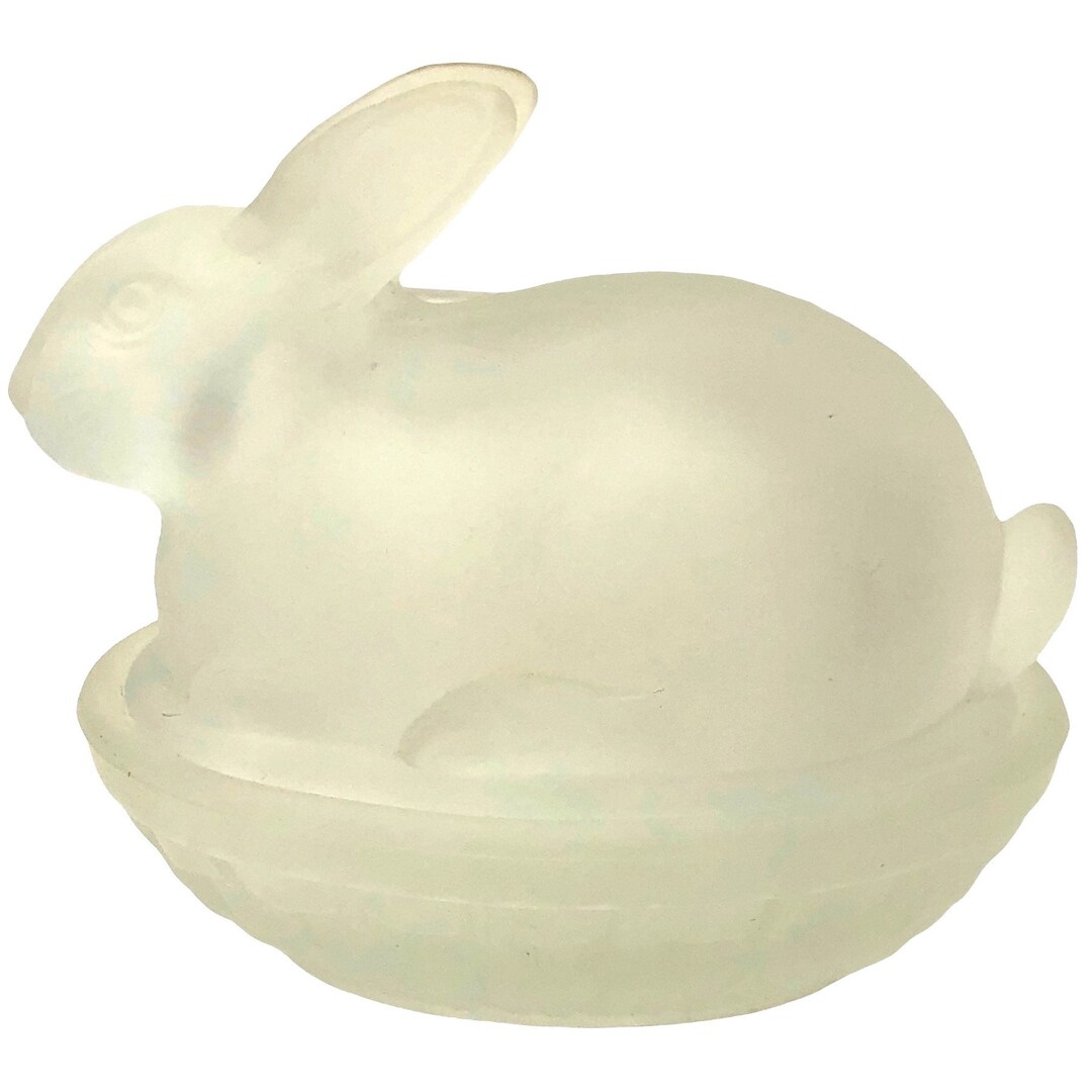 Vintage Frosted Glass Bunny Rabbit on Basket Candy Nut Trinket Etsy