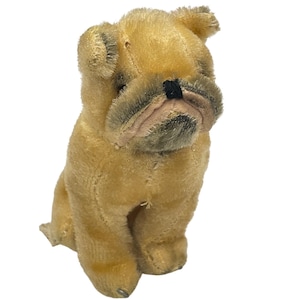 Vintage Mohair Bulldog Dog Made in Japan Stuffed Animal Toy