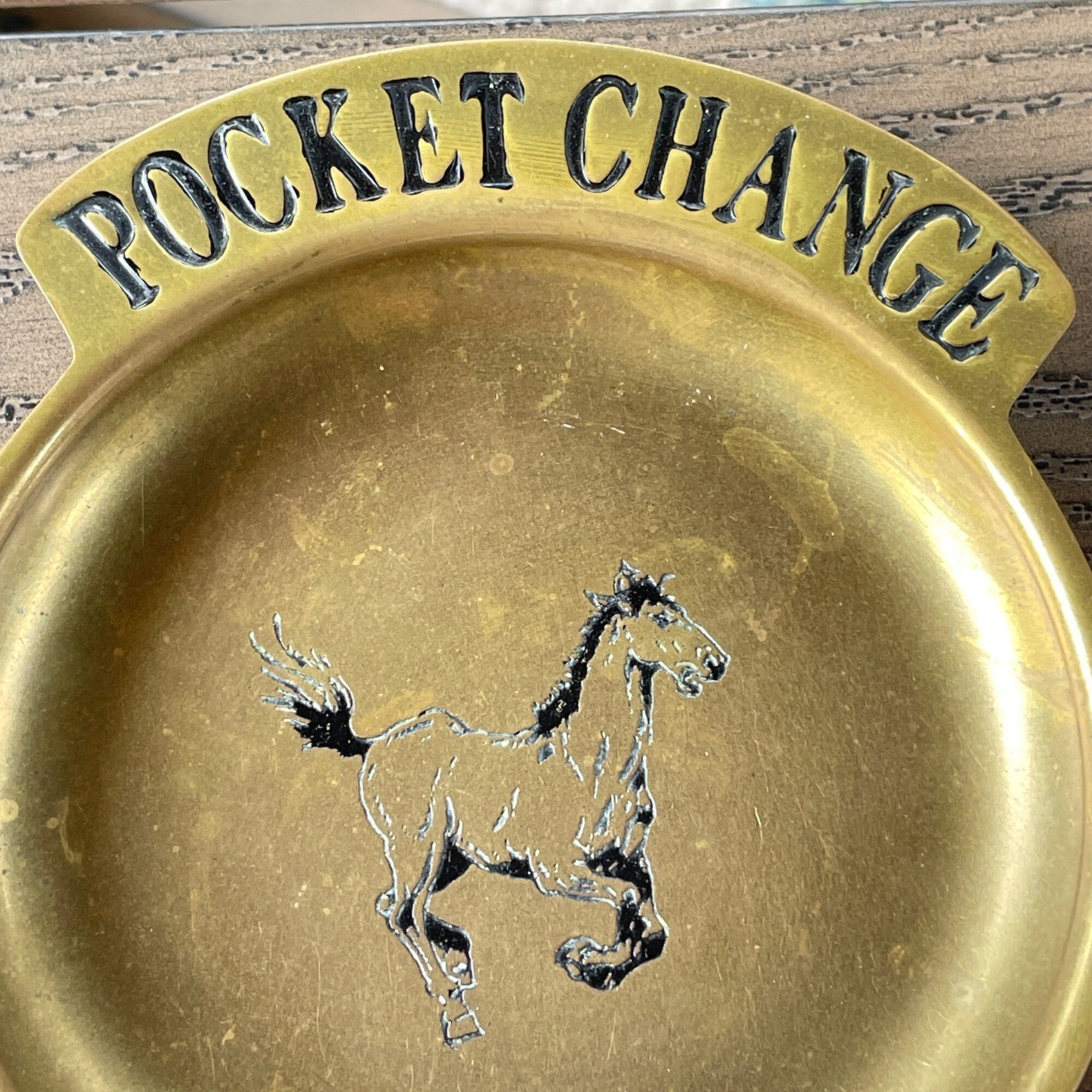 Vintage Brass Pocket Change Trinket Dish Horse Equestrian Farmhouse Ranch Cabin