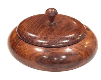 Turned Wooden Lidded Storage Vessel Trinket Box Knob Candy Jar Pot Spice Box