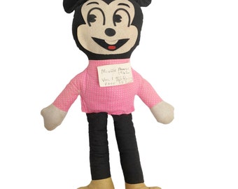 Vintage Minnie Mouse Doll Plush 1962 Taiwan Disney Collectable Fabric
