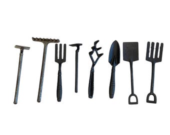 Vintage Miniature Cast Iron Tools Lot of 8 Rustic Farmhouse Display Dollhouse