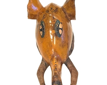 Vintage Ivory Coast Wooden African Mask Guro Tribe Hand Carved Wall Decor