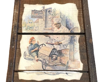 Vintage Cream Of Wheat Advertisement on Raisin Drying Board Rustic Wall Art