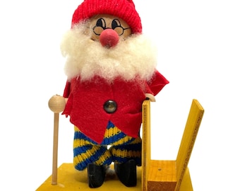 Vintage Swedish Folk Art Wood Santa Elf Tomte Gnome Christmas Figurine Handmade