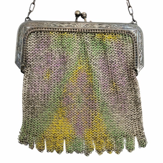 Antique Vintage WHITING & DAVIS Dresden Mesh Bag … - image 2