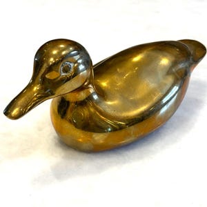Vintage Large Solid Brass Duck Figurine Paperweight Doorstop Collectible MCM Modernist