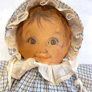 Vintage Maud Tousey Fangel Snooks Doll Hand Painted Face Gingham Outfit 1938