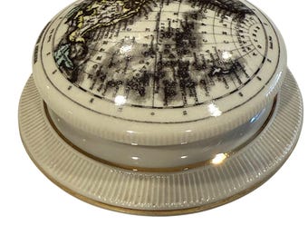 Vintage Optimago Staffordshire English Porcelain Western Hemisphere Paperweight