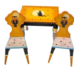 Dollhouse Miniature Artisan Hemy Eppich Halloween Table Chairs Witch Owl Design IGMA Fellow  2002