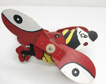 Vintage Primitive American Folk Art WHIRLIGIG Lady Bug Painted Wood OOAK