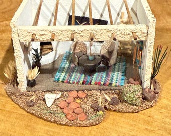 Vintage Dollhouse Miniature Artisan Gale Southwest Adobe House Room Box 1:144