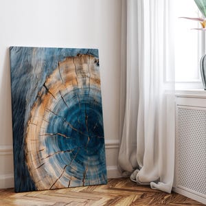 Blue Tree Ring Print: Vintage Wood Slice Scandinavian Wall Art