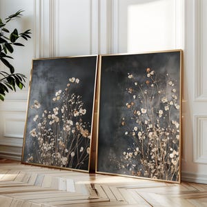 Getrocknete Wildblumen Wand Kunst, Vintage Botanische Landschaft Schild, Blumen Dekor, Moderne Bauernhaus Leinwand Kunst, Poster & Leinwanddruck 2er Set