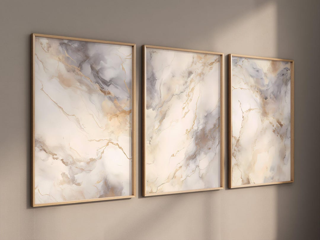 Beige Marble Wall Art Print, Modern Set of 3 - Etsy