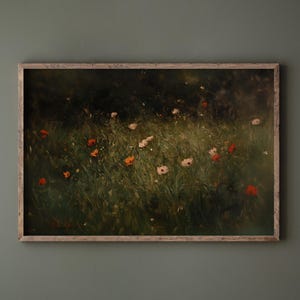 Vintage Wildflower Field Canvas Art: Botanical Landscape Print