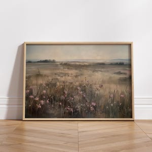 Wildflower Field Landscape Art Print: Vintage Country Wall Decor