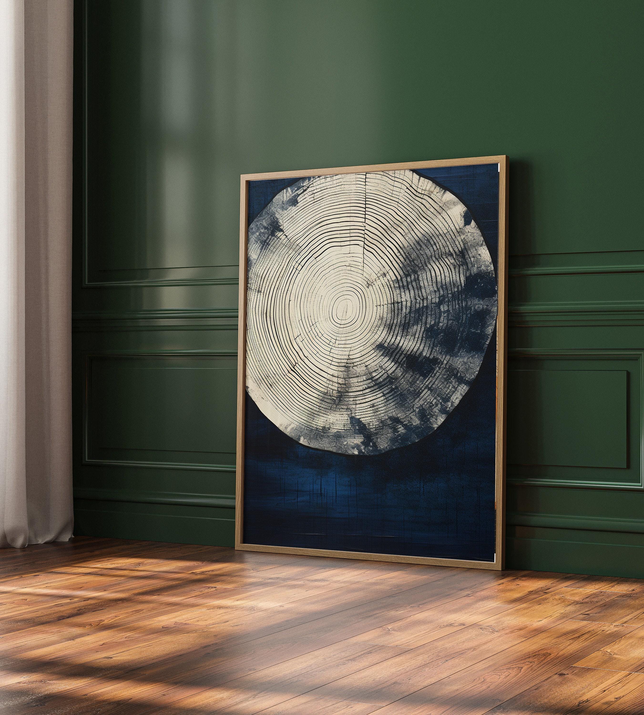 nff☆blue tree ring Blue Tree Ring Print, Rustic Tree Ring Artwork, Neutral