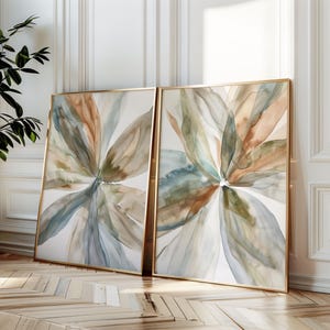 Vibrant Abstract Floral Watercolor Set, Modern Home Decor, Contemporary Art, set of 2