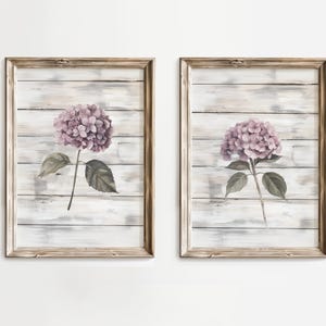 Pink Hydrangea Watercolor Art Print: Minimalist Floral Wall Decor