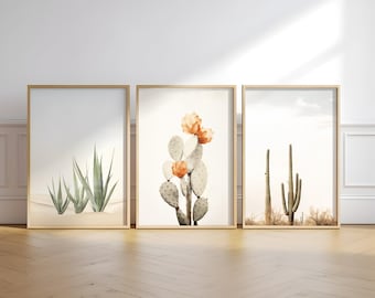 Paesaggio desertico del sud-ovest, stampe fotografiche beige, arte moderna minimalista, arredamento occidentale, set di 3