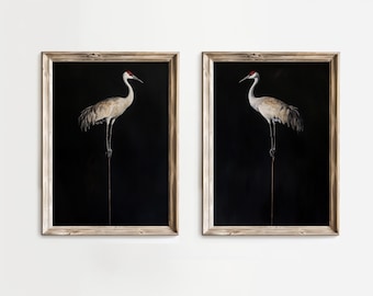 Sandhill Crane Print Set: Minimalist Coastal Art, Modern Fine Art