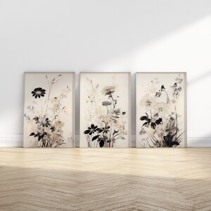 Contemporary Floral Wall Art, Neutral Botanical, Modern Home Decor ...