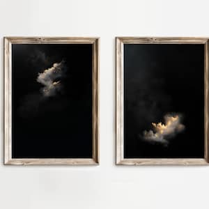 Dark Moody Cloud Print Set: Vintage Abstract Art, Maximalist Home Decor