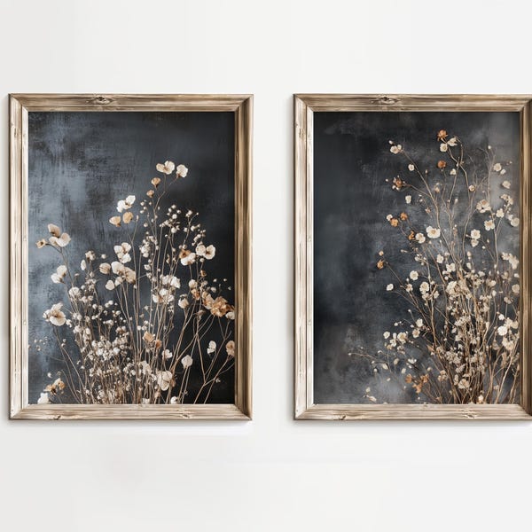 Wildblumen Bilder Set: Vintage Bauernhaus Wandkunst