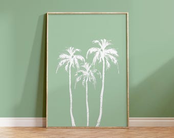 Tropical Palm Tree Wall Art - Boho Beach House Decor