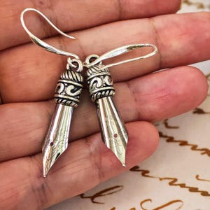 Fountain Pen Nib Earrings for Writers – Literary Jewelry Gift for Authors, Poets and Book Lovers
