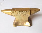 Vintage 39 Ye Old Marriage Anvil 39 GRETNA GREEN Brass Paperweight Scottish Handmade Souvenir Ornament