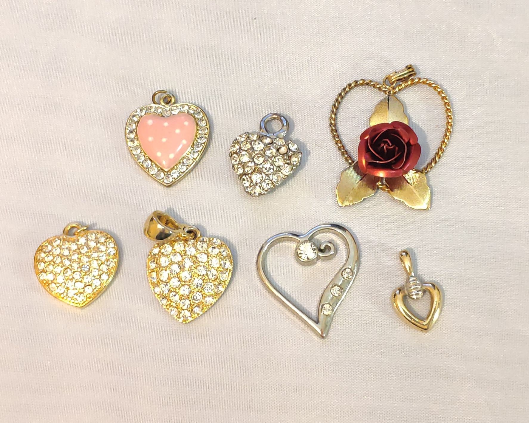 Job Lot of 50+ Gold Heart Pendants for Necklaces NEW Charm Bracelets etc 