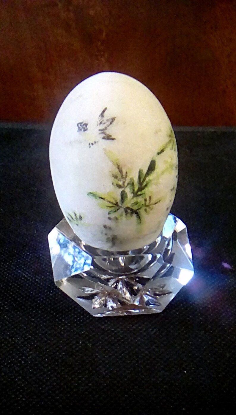 Vintage handmade handpainted Japanese marble decorated egg